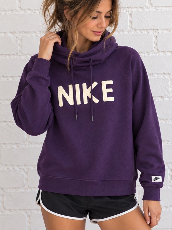 Nike Tops - Nike Purple Fleece Cowl Neck Sweatshirt M Fuzzy Logo Athleisure Streetwear Cozy